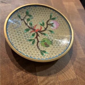 Vintage Cloisonné Decorative Gold and Multicolor Trinket Dish